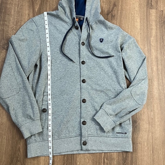 Merrell Gray Button Hoodie with Patch Elbows Sz L - Picture 9 of 15